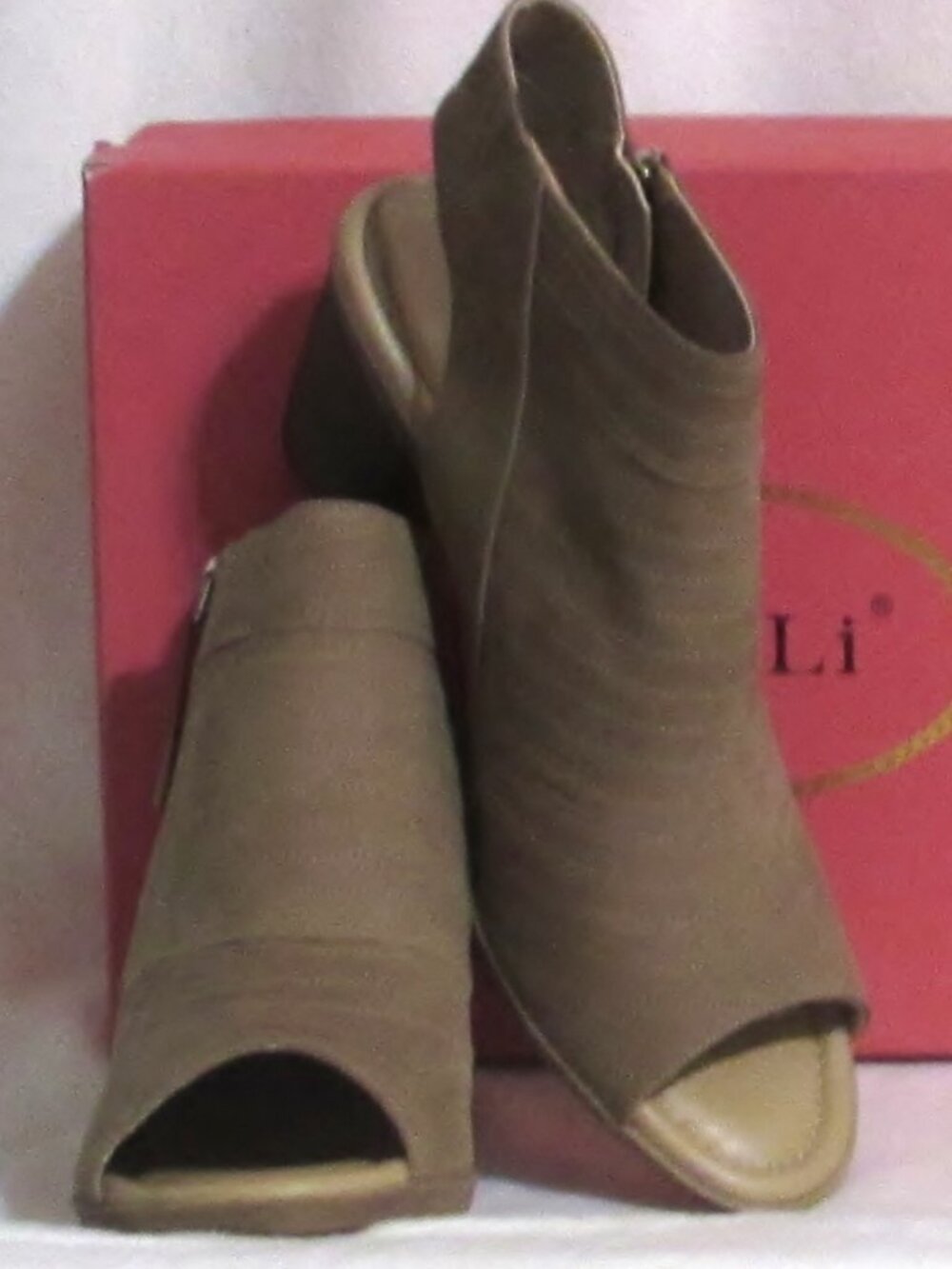 New Womens Ladies VANELI Brown Open Toe Booties Toe Shoes Heels 11 M Orig $195